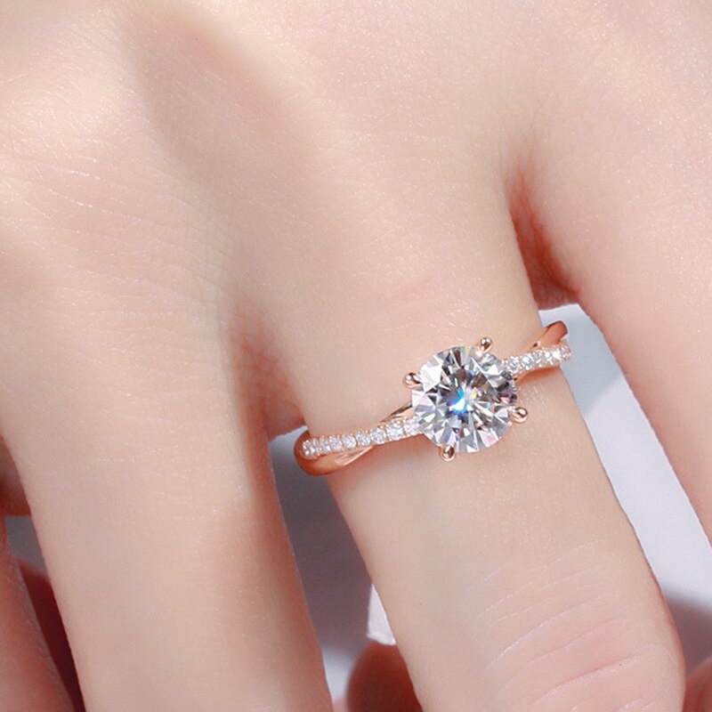 18K Rose Gouden Sieraden Ring Voor Vrouwen Fijne Anillos Mujer Bizuteria Anillos De Witte Diamant Edelsteen Met Kussen Zirconia anel
