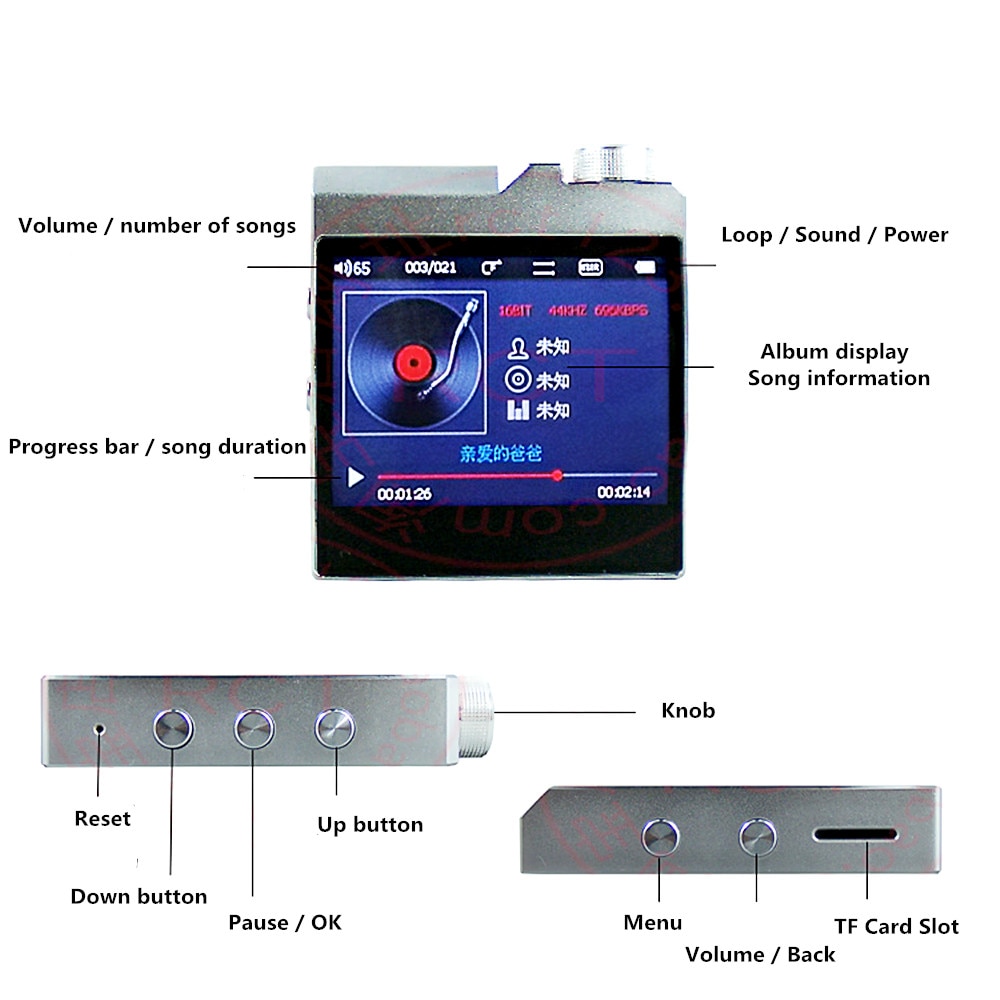 QNGEE X2-reproductor de música, por Bluetooth 4,1 sin pérdidas, reproductor de música HiFi y MP3 DIY de compatible con tarjeta TF y expansión de 256GB