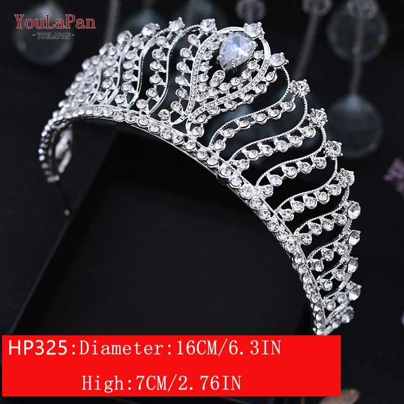 TOPQUEEN HP326 Zirkonia Hochzeit Tiara für Braut-Prinzessin Tiara Stirnband Braut Krone Braut Haar Zubehör für Frauen Tiara: HP325