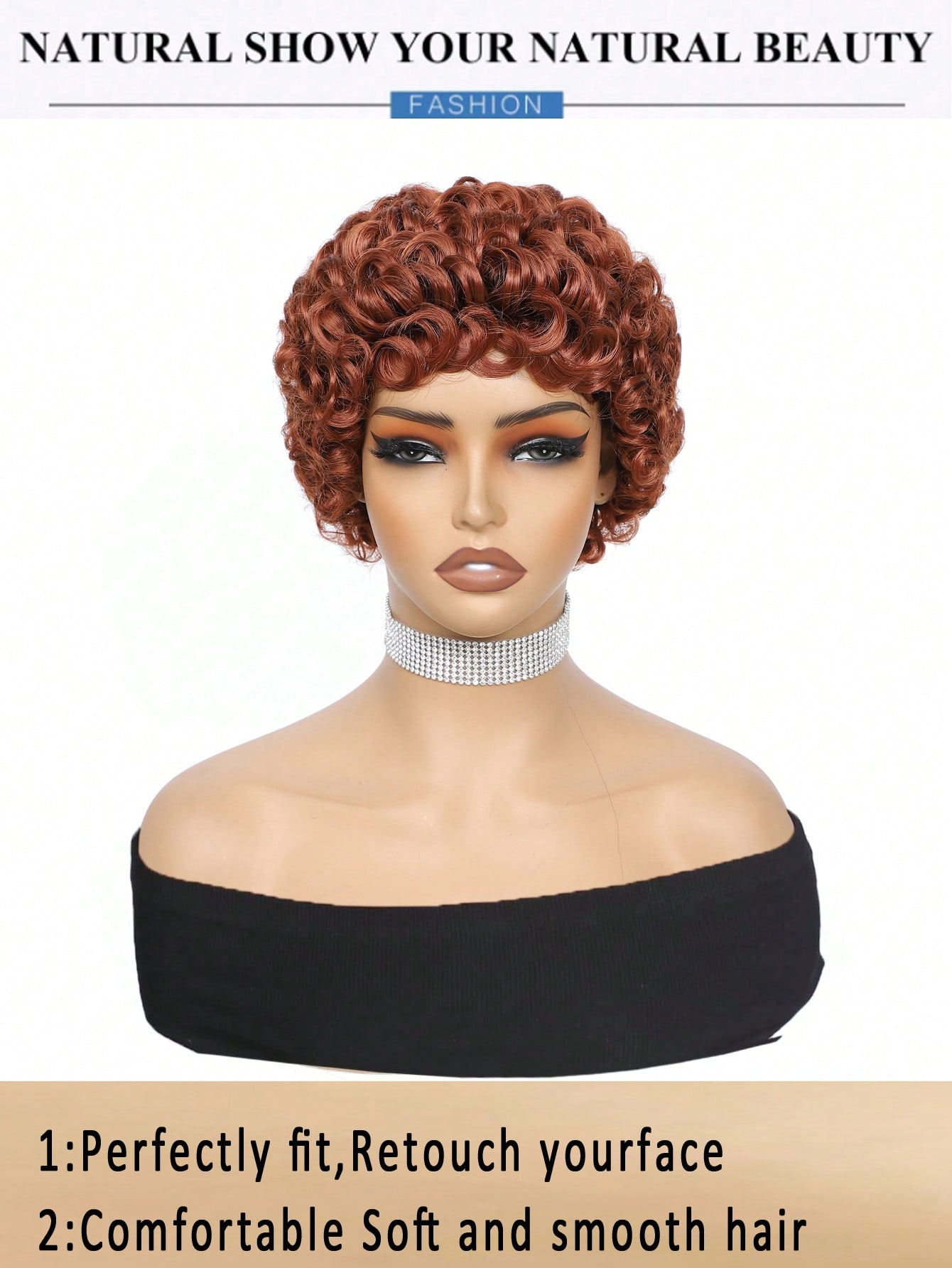 Natural Black Pixie Cut Wigs for Black Women, Short Curly Wavy Synthetic Wigs, African American wig