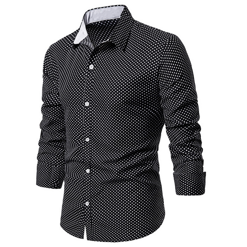 Herfst Mannen Kleding Slim Fit Lange Mouw Mannelijke Shirt Stip Casual Mannen Shirt Bussiness Casual Shirts Plus size S-2XL