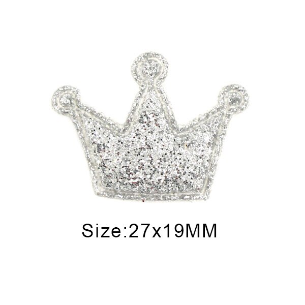 50 Stuks Glitter Gewatteerde Patches Kleurrijke Crown Bling Applicaties Sequin Patches Voor Kleding Diy Hoofddeksels Accessoires Bruiloft Decor: Small Sliver Crown