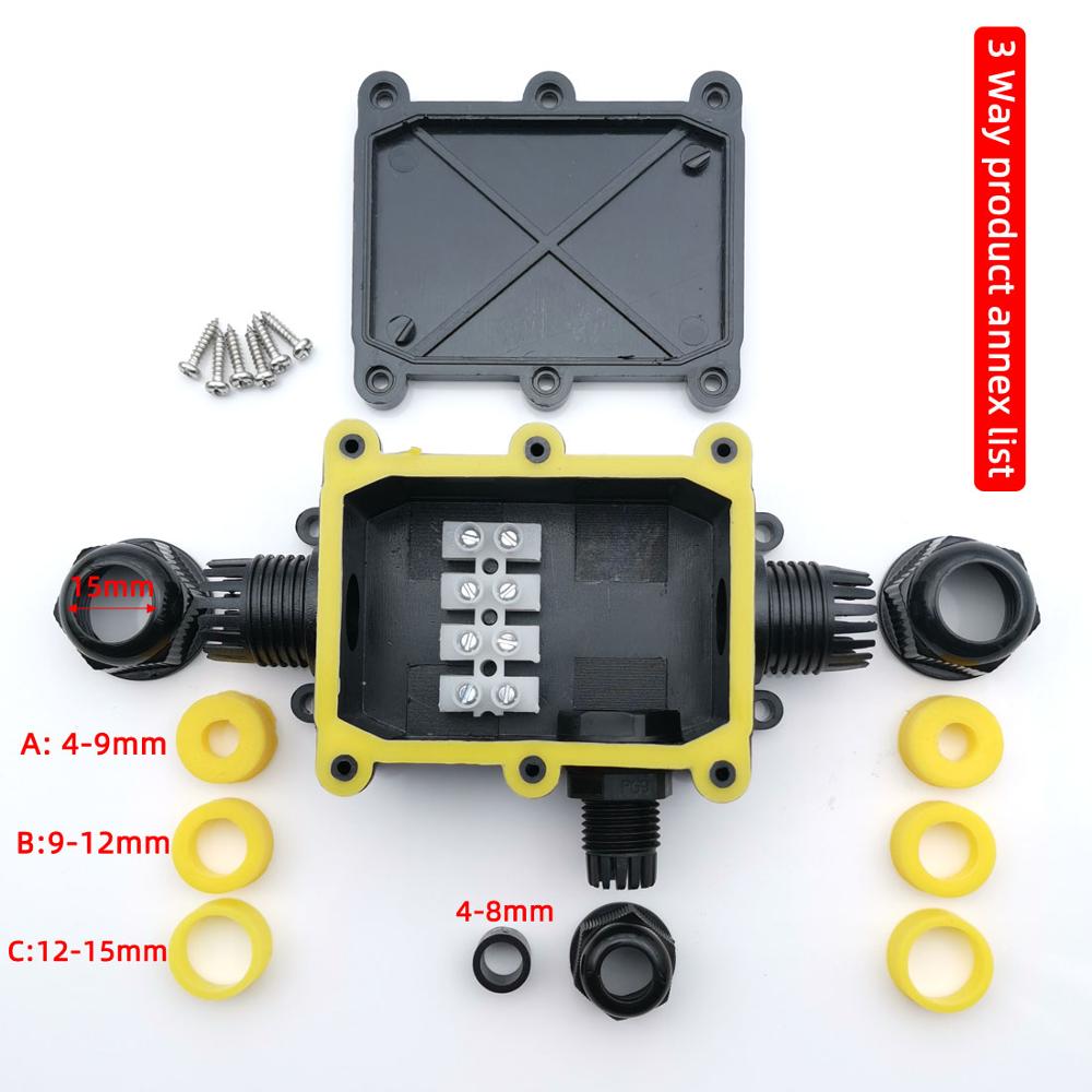 IP68 Waterproof Junction Box Electrical 2/3/4/5/6 Way Enclosure Block Cable Connecting Line Protection for Wiring Accessories