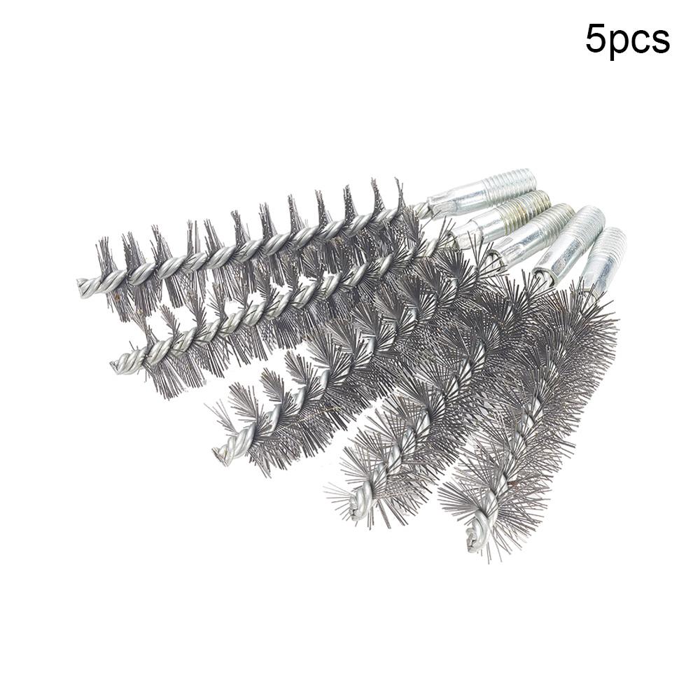 2pcs/5pcs 12mm Thread Wire Brush Metal Handle 18~80mm Brush Working Diameter Steel Wire Pipe Tube Cleaning Chimney Brush Kit