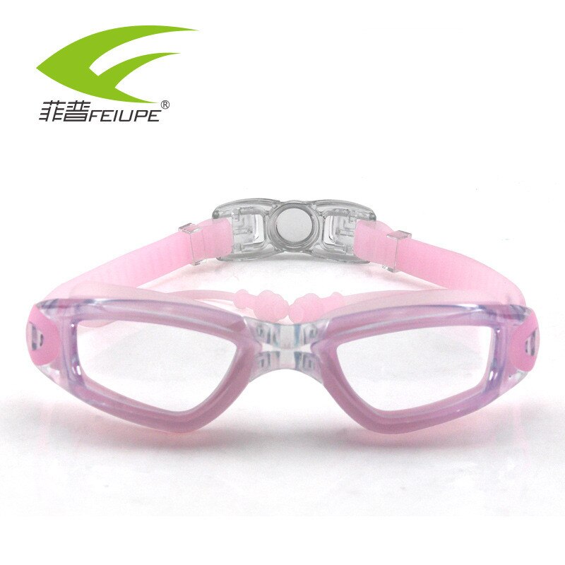 Gafas de natación profesionales para hombre y mujer, lentes de silicona antiniebla ajustables para piscina, lentes transparentes para nadar: Rosa