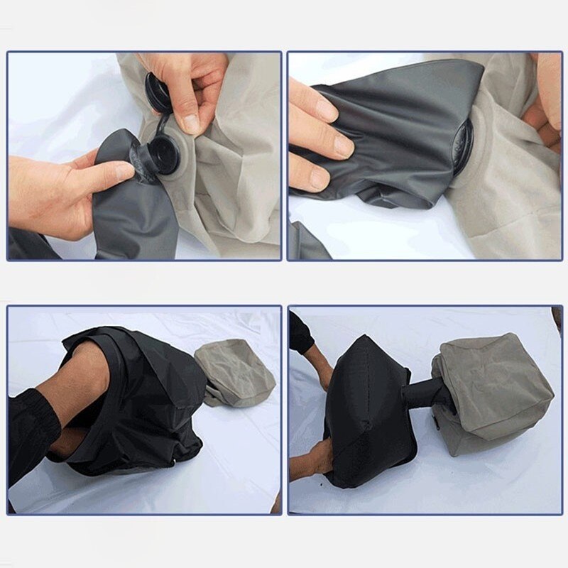 Portable Light Quick Inflatable Foot Rest Pillow Car Bus Airplane Travel Sleeping Footrest Pillow With Storage Inflatable Bag