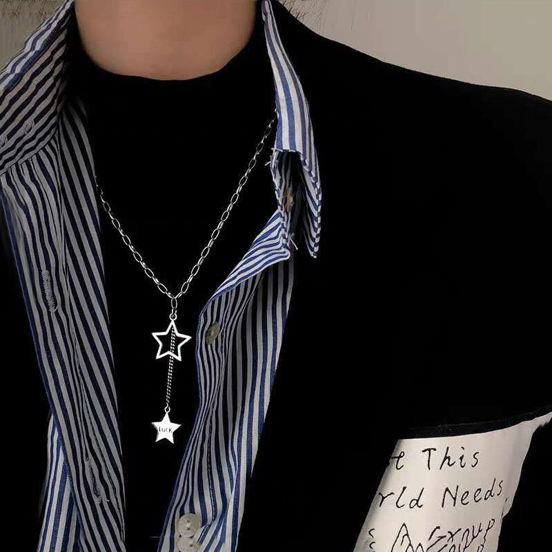 Collar largo de Plata de Ley 925 con letras de buena suerte para hombre y mujer, colgante de plata tailandesa, joyería S-N595