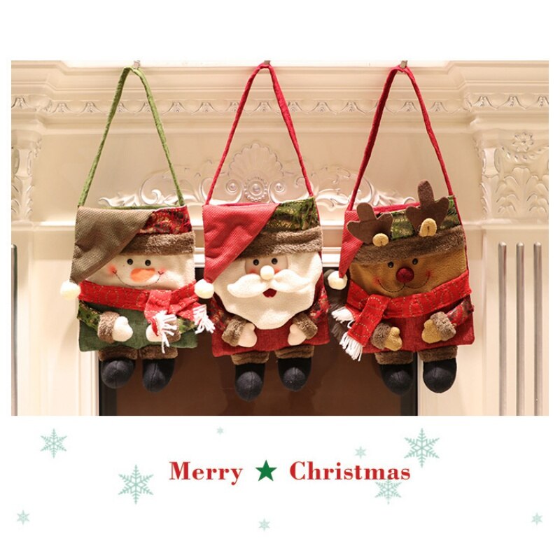 Most Popular Decoration Candy Bag And Socks Santan Bag Cute Santan Shape Storage Bag Household Christmas 2 In 1