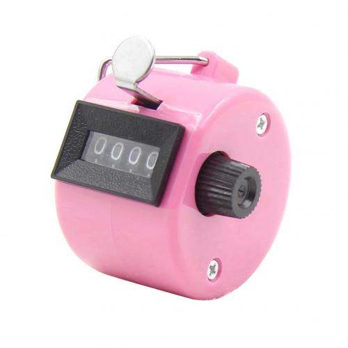 Clicker 4 Digit Number Counters Plastic Shell Hand Finger Display Manual Counting Tally Clicker Timer Soccer Golf Counter: Pink