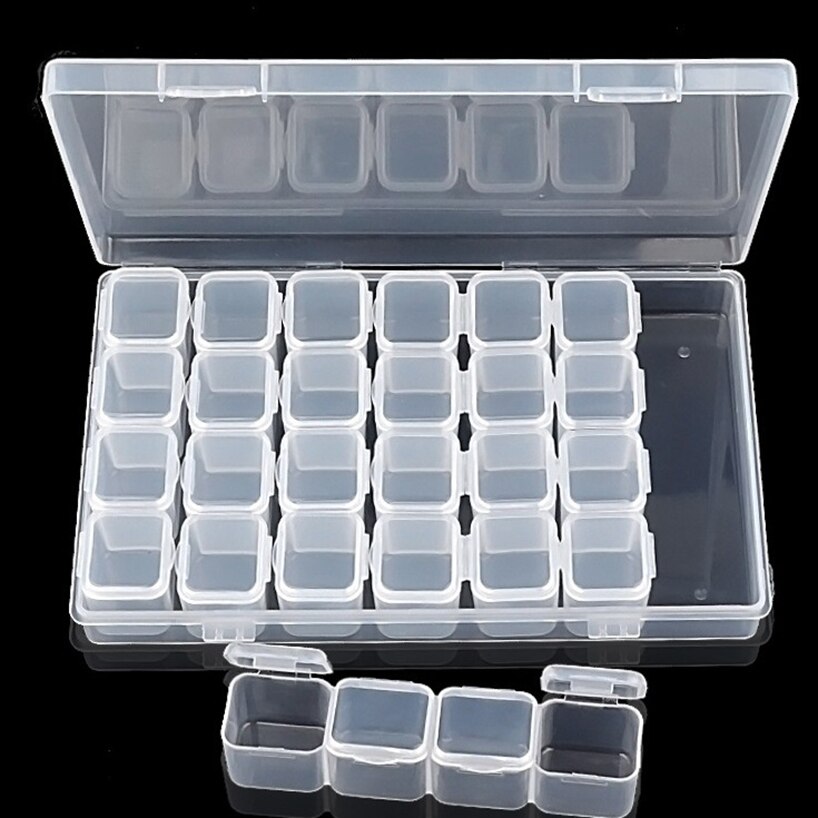 4 stks 28 slots Clear Plastic opbergdoos, diamant borduurwerk, 28 cell Kralen steentjes container, diamant schilderen Accessoires