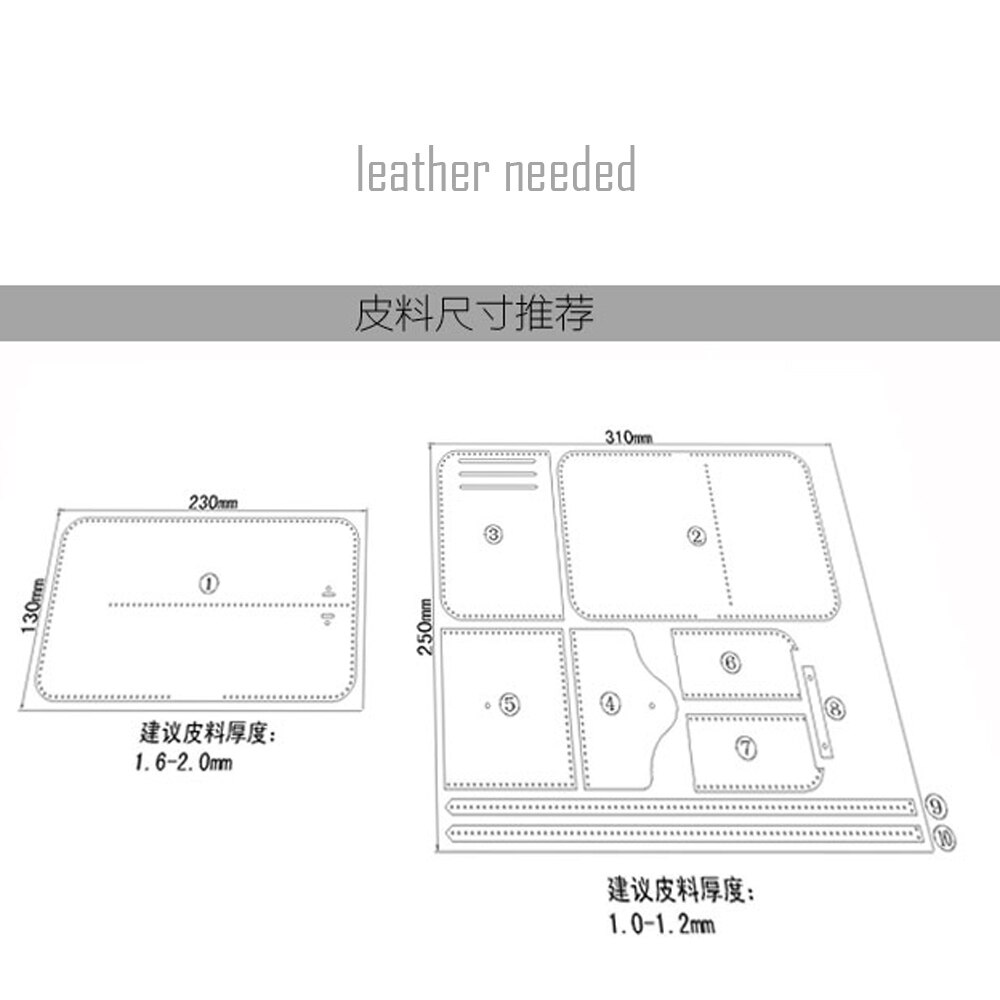 DIY small women folded wallet PVC template sewing pattern set
