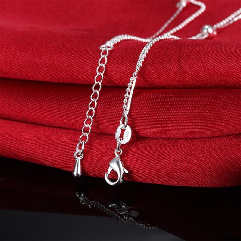 Kofsac 925 Sterling Zilveren Enkelbanden Voor Vrouwen Glossy Kralen Liefde Hart Kleine Buis Enkels Ketting Armband Sieraden Meisje Beste