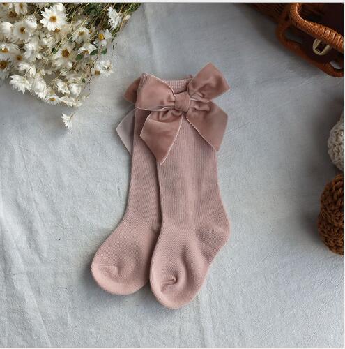 0-5 Jaar Herfst Winter Kinderen Meisjes Boog Tube Sokken Pure Kleur Kids Flanel Kids Sok: 4 / 3-5 year