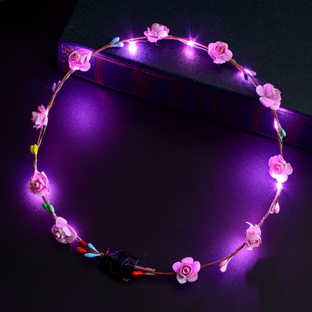 Diadema con corona de para boda para mujer y niña, diadema con luz LED para el cabello, diadema con corona, guirnaldas brillantes de neón, cumpleaños, Navidad, de navidad: Purple