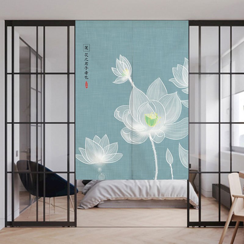 Chinese Lotus Deur Gordijn Woonkamer Slaapkamer Keuken Hlaf Gordijn Japanse Gordijn Noren Feng Shui Gordijn