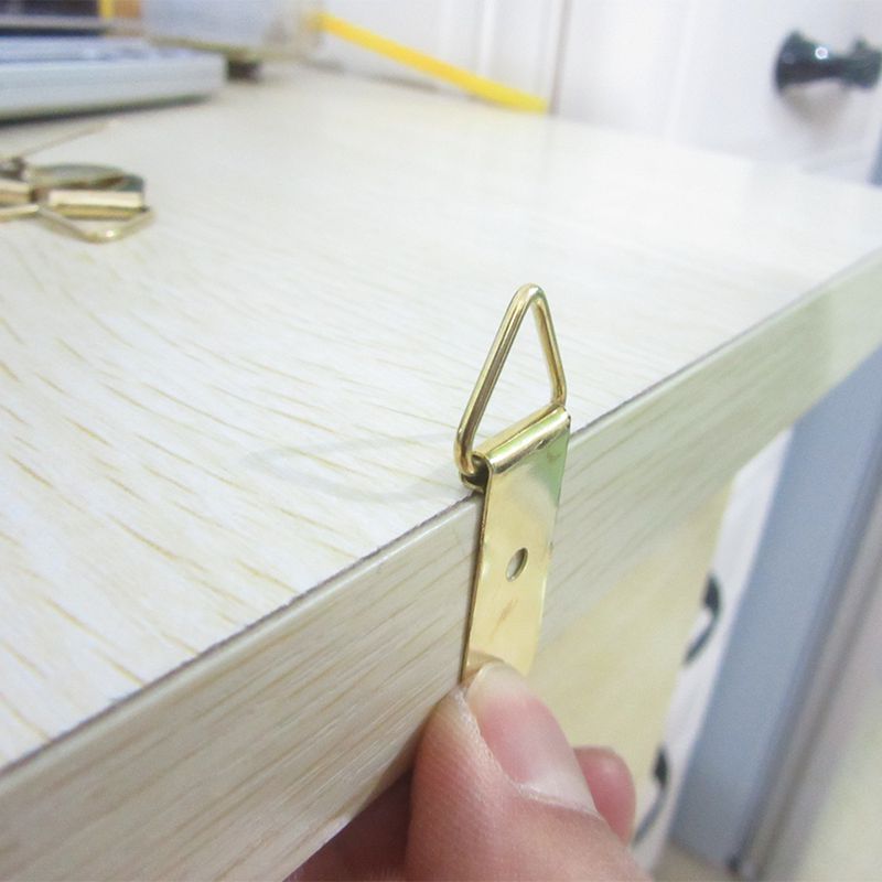 20 pcs Golden Photo Frame Hanging Hook Hanger Furniture Poster Wall Decoration Hanging Hook Iron Triangle Ring Hanging