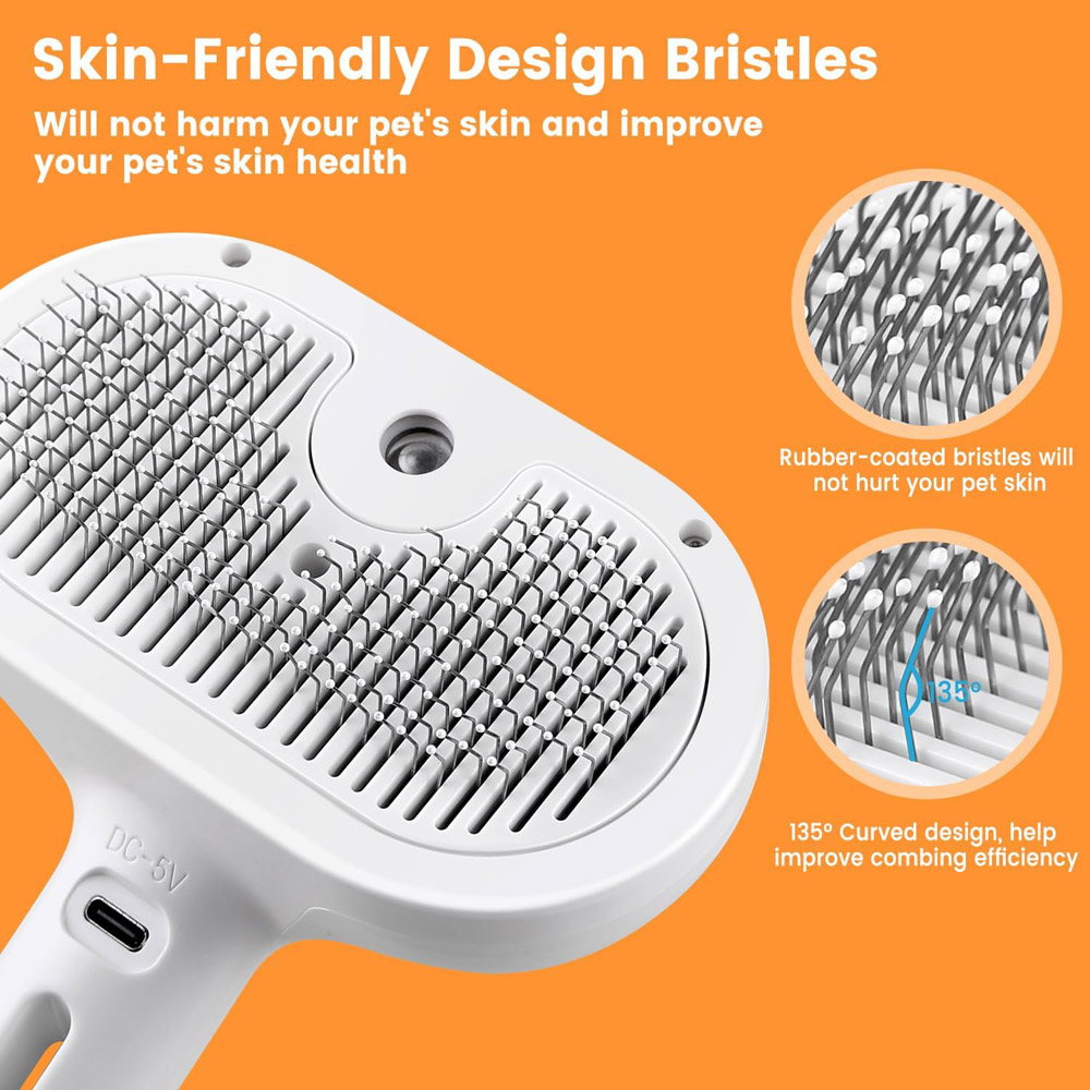 Cepillo de vapor para gatos, peine de depilación con spray para mascotas para quitar y cuidar, cepillo de agua para gatos, perros, animales pequeños, pelo largo y corto