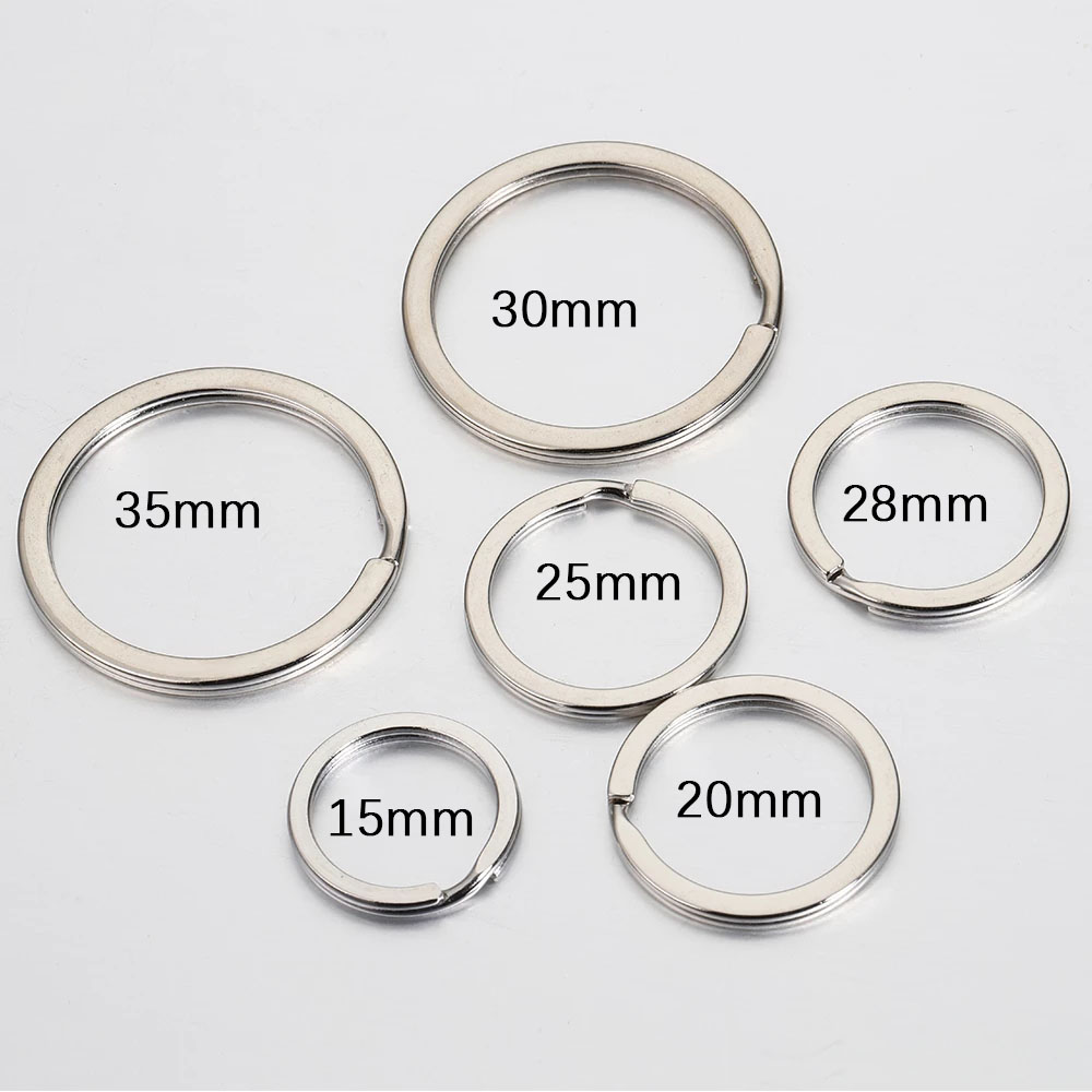20 st nyckelringar i rostfritt stål, 15-50mm runda, platta, delade ringar, nyckelring för nyckelringstillverkning, gör-det-själv handgjorda smyckesaccessoarer