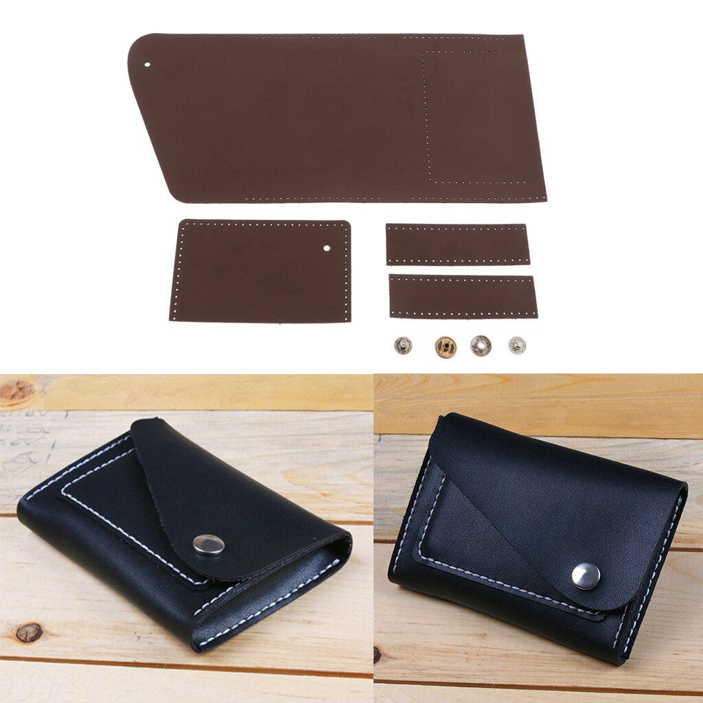 Leather Card Bag Making Kits Handmade ID Card Bag DIY Leathercraft Supplies: Brown