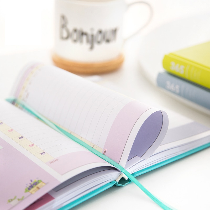 Korean Kawaii Cute 365 Planner Daily Weekly Monthly Yearly Planner Agenda Schedule Day Plan Notebook Journal Dairy A5