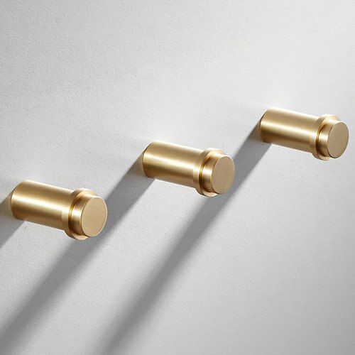 Messing haak geborstelde kleedhaken kledinghaak wandmontage badkameraccessoires messing kledinghanger deurhaak: 3 stuks