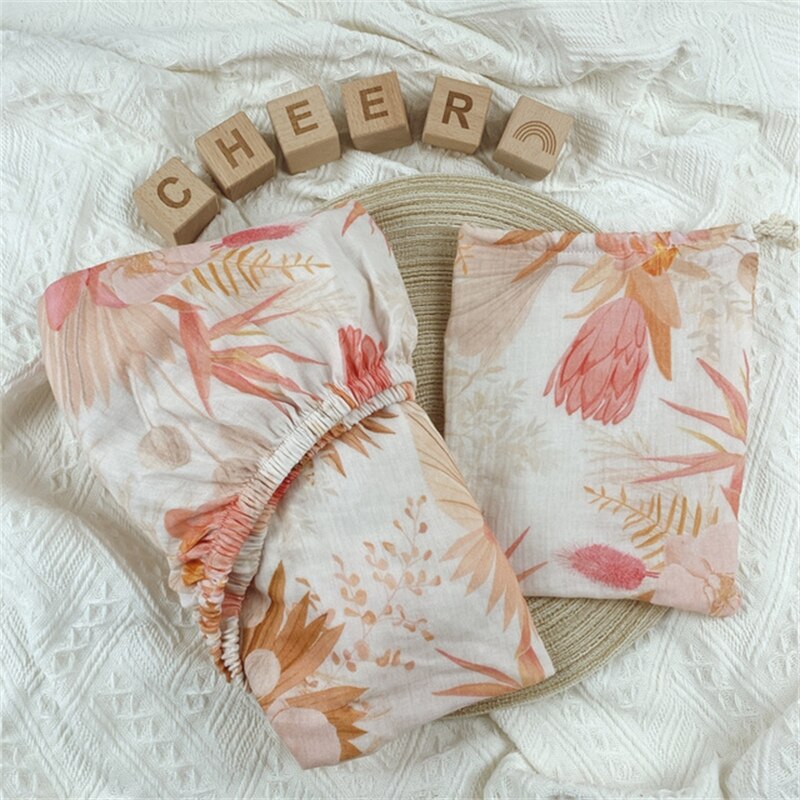 Stretchy Baby Fitted Bassinet Sheet Crib Bed Soft Cotton Printed Sheet Cradle Basket Pad Sheet Mattress Cover Protector N84E: Tropical flower