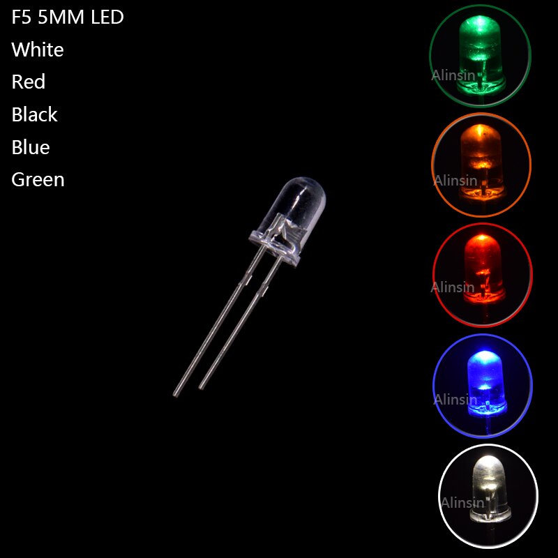 100Pcs F5 5Mm Led Light Emitting Diode Wit Rood Blauw Groen Geel Roze Kleur Lamp Lamp 2V 3V Pcb