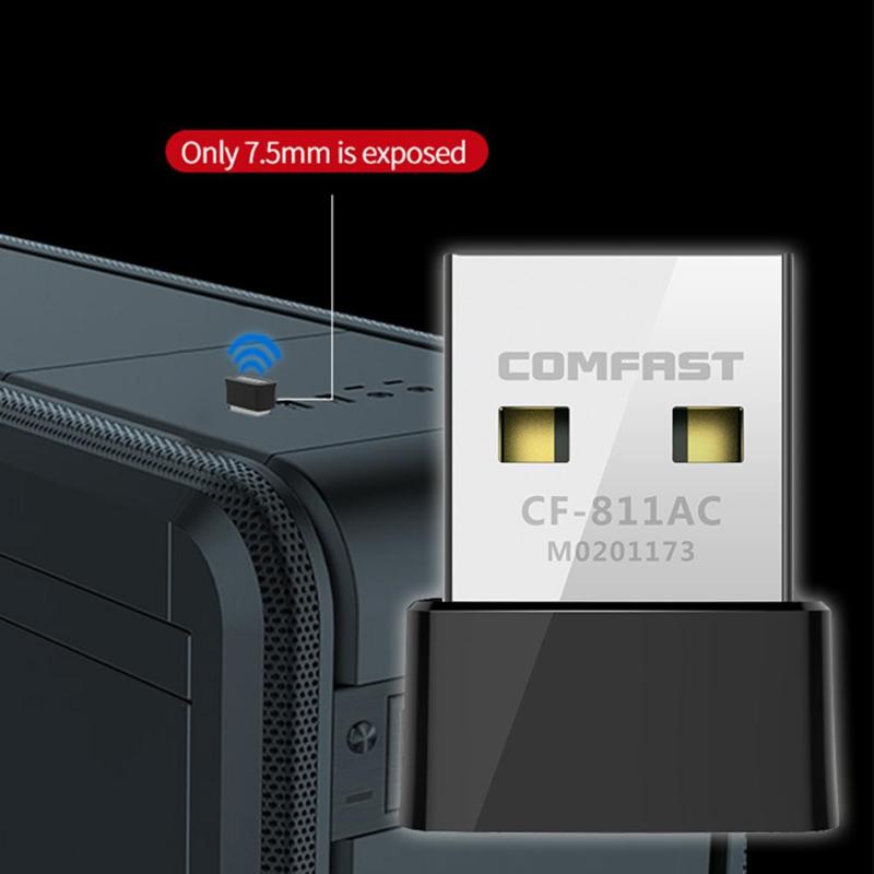 Comfast cf -811ac 650 mbps wifi usb adapter 2.4+5.8 ghz 1/2/5.5/11 mbps 6/9/12/18/24/36/48/54 mbps 200 433 mbps pc netwerkkaart dongle