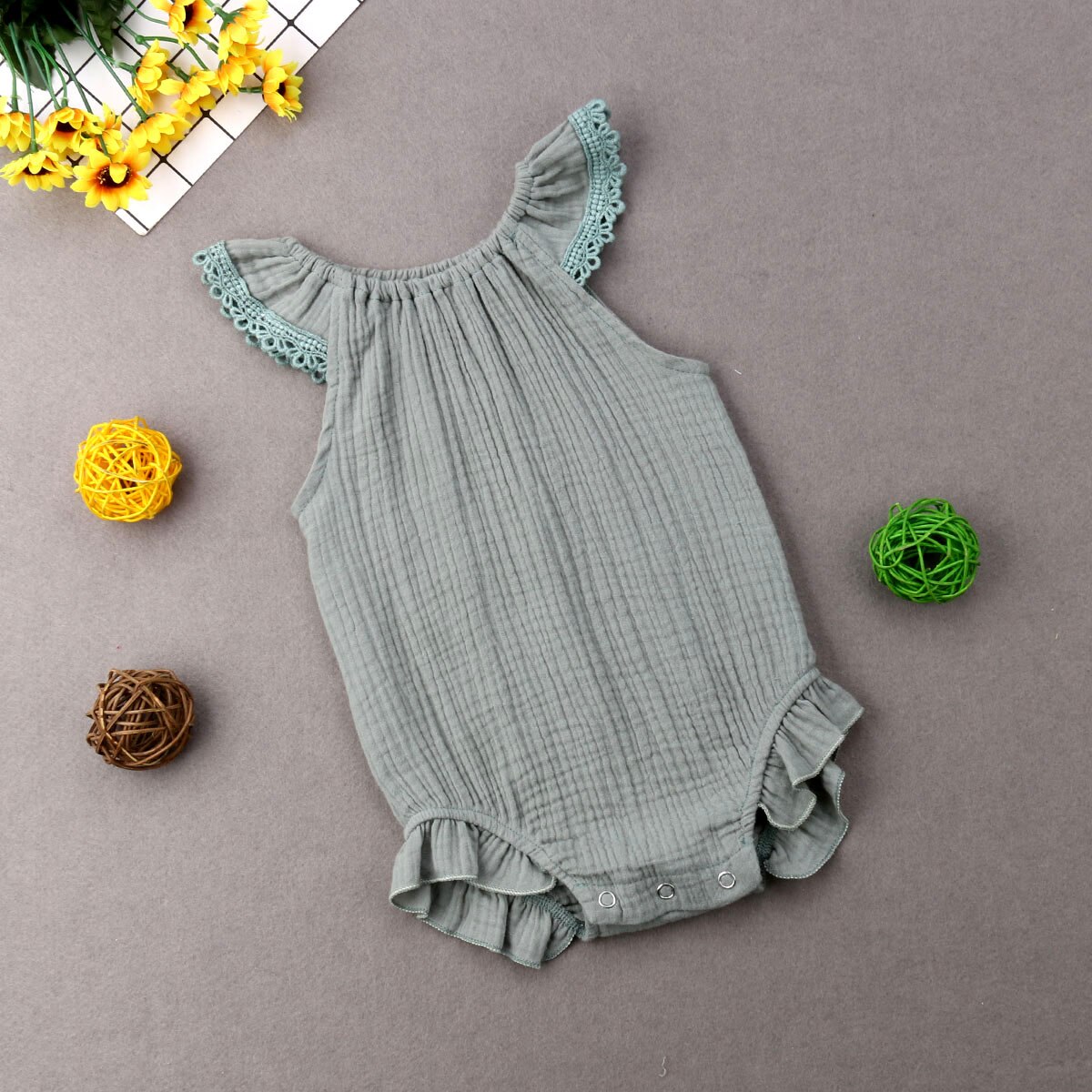 Ropa de verano Citgeett para recién nacido, traje entero con mangas con volantes, mono sólido de una pieza para bebé, traje de playa, trajes Casuales