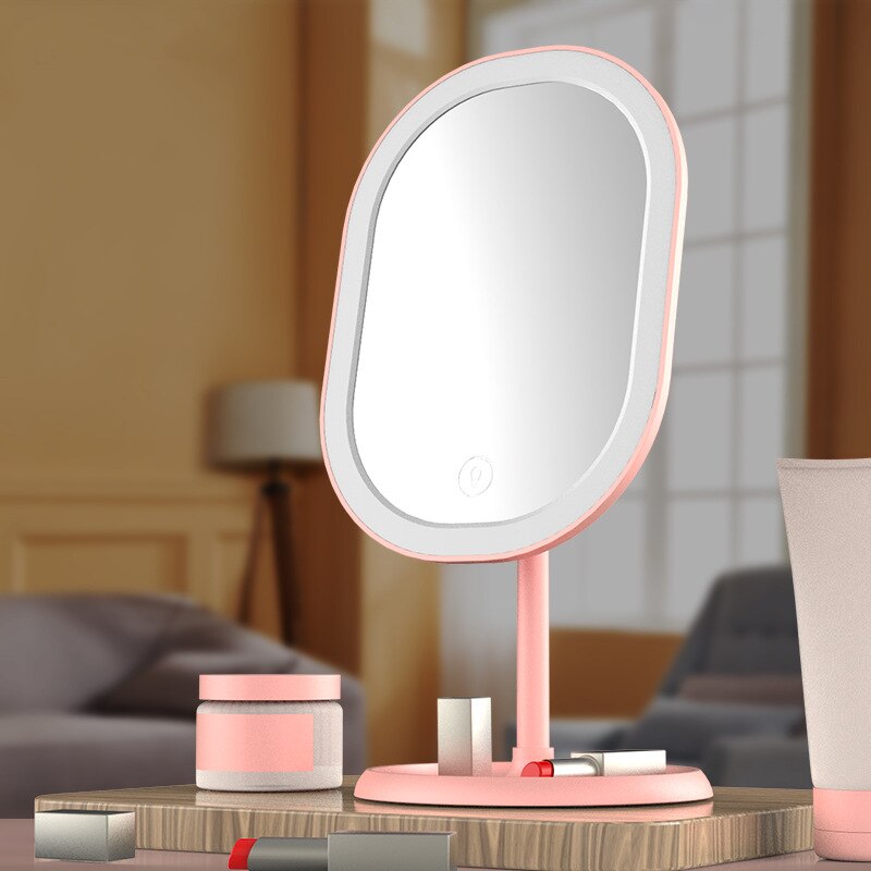 Miroir de maquillage à Led lumineux intelligent à trois tons avec lampe de bureau lumière supplémentaire de maquillage petit miroir