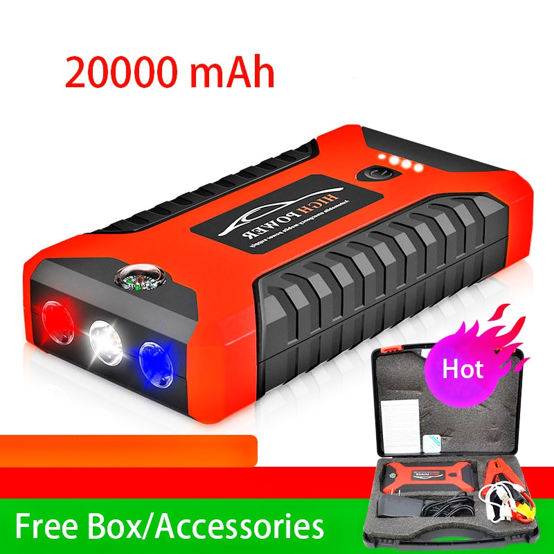 Portable Car Jump Starter Device 600A Car Battery Emergency Starter Power Bank Booster Starting 12V Output Portable 20000mAh