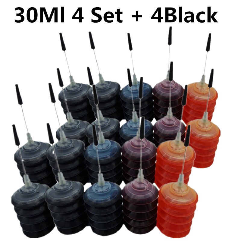 Tinta de tinte Universal para impresoras EPSON, Kit de recarga de tinta negra prémium para todas las impresoras ciss embotelladas: 30ML 4 SET 4BK