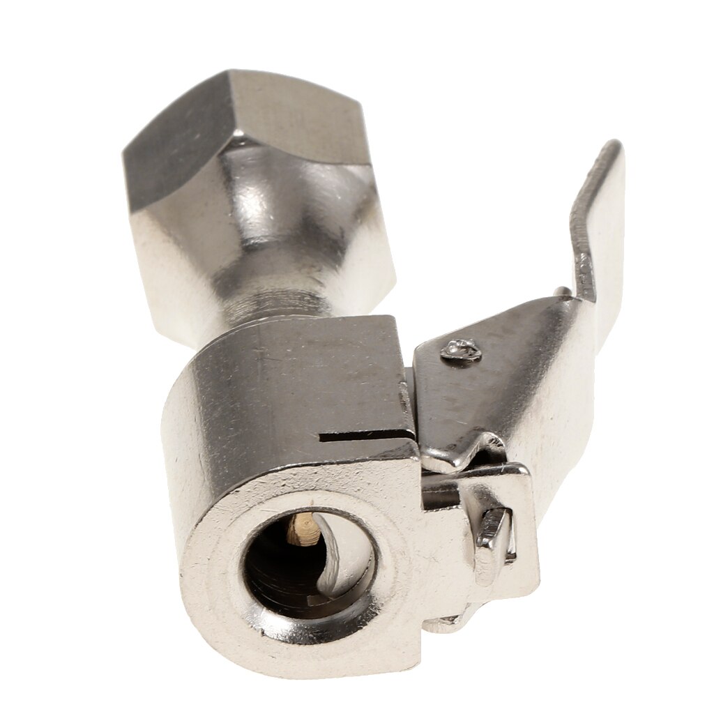 1/4" NPT Brass Lock-on Tire Inflator Female Air Chuck With Clip Silver