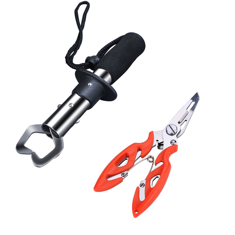 Sougayilang Stainless Steel Fishing Grip Set Control + Multifunction Outdoor Fishing Pliers Fish Tackle Fish Lip Gripper Set: White