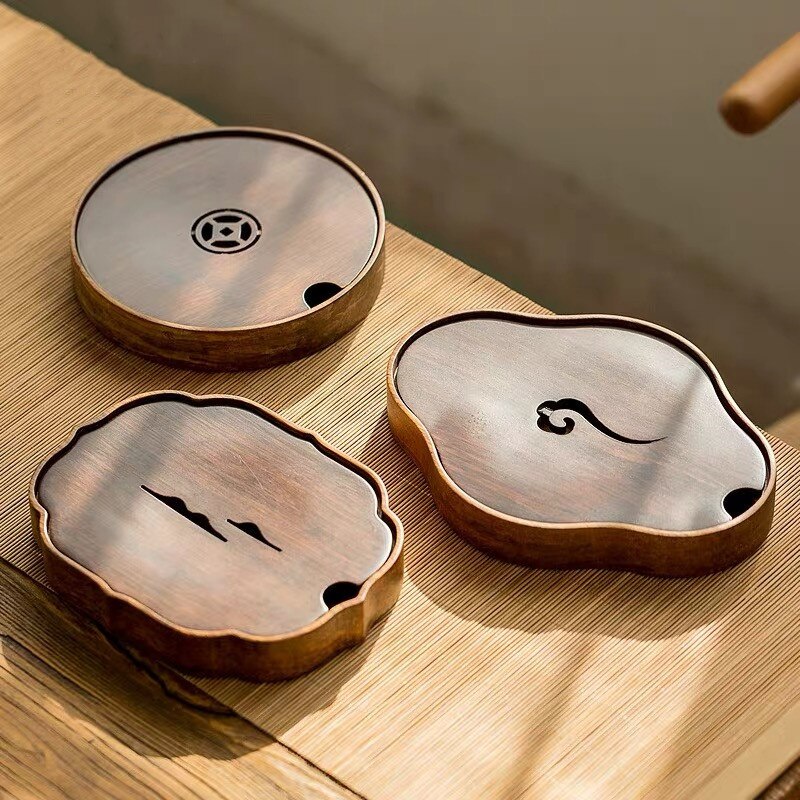 Japanese Style Natural Bamboo Tea Trays Teahouse Tools Teapot Mat Retro Teacup Holder Simple Tea Platters Tea Ceremony