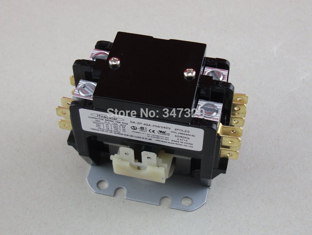 Hvacstar SA-2P-40A-208/240V Definite Purpose Contactor 2Poles 40FLA 208/240V AC Coil , DP Contactor, Air Conditioner Contactor