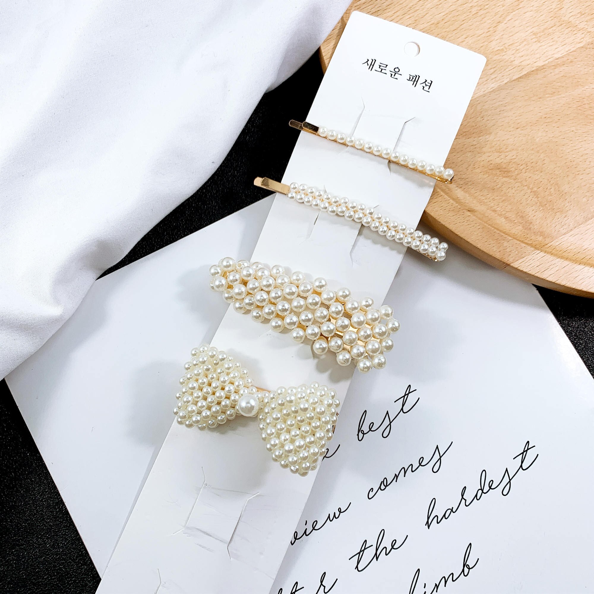 Imiteret Perle Hårklemme Sæt - Trendy Håndlavet Barrette Hårpynt til Kvinder