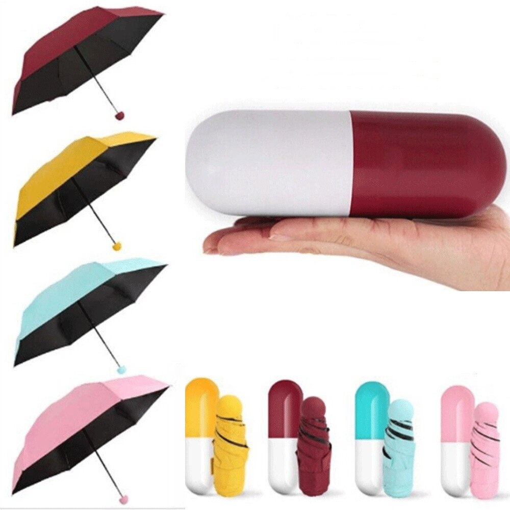 Capsule Umbrella Mini Light Small Pocket Umbrellas Anti-UV Folding Compact Cases