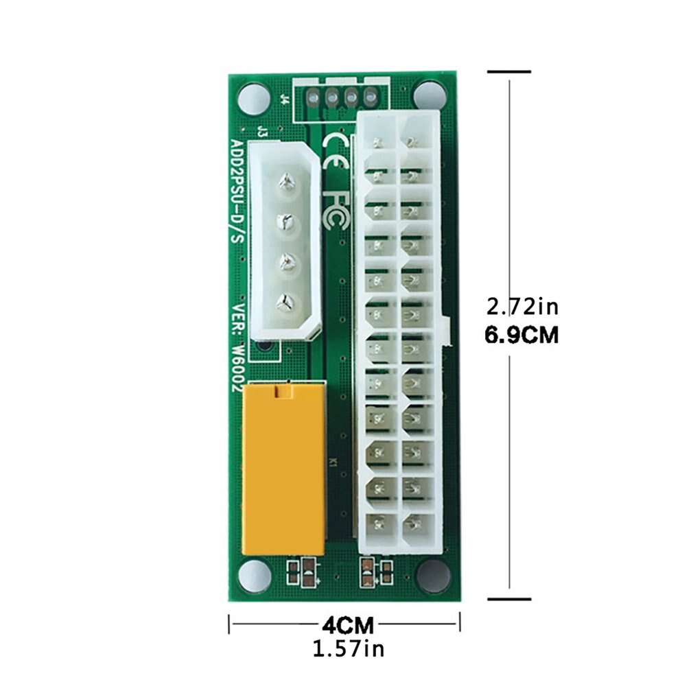 Black Dual PSU Power Supply Sync Adapter Add2psu ATX 24Pin To 4pin Molex Synchronous Connector Riser Cable Miner