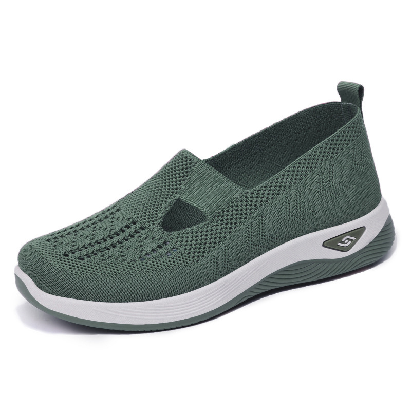Vrouwen Wiggen Sneakers Schoenen Slip Op Flats Mannen Loafers Ademend Mesh Running Sneakers Dames Sportschoenen: green / 40