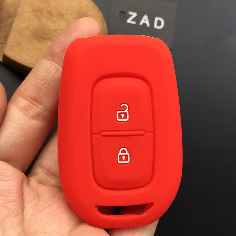 ZAD Silicone rubber car key cover case shell set for Renault Duster dacia scenic master megane 2 button remote key cover: Red