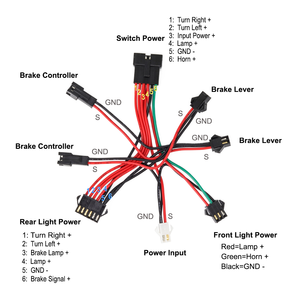 Ebike Turn Signal Rear Light Brake Include 36V 48V E-Bike Headlight with Switch DK336 For Electric Bike and Scooter Lamp