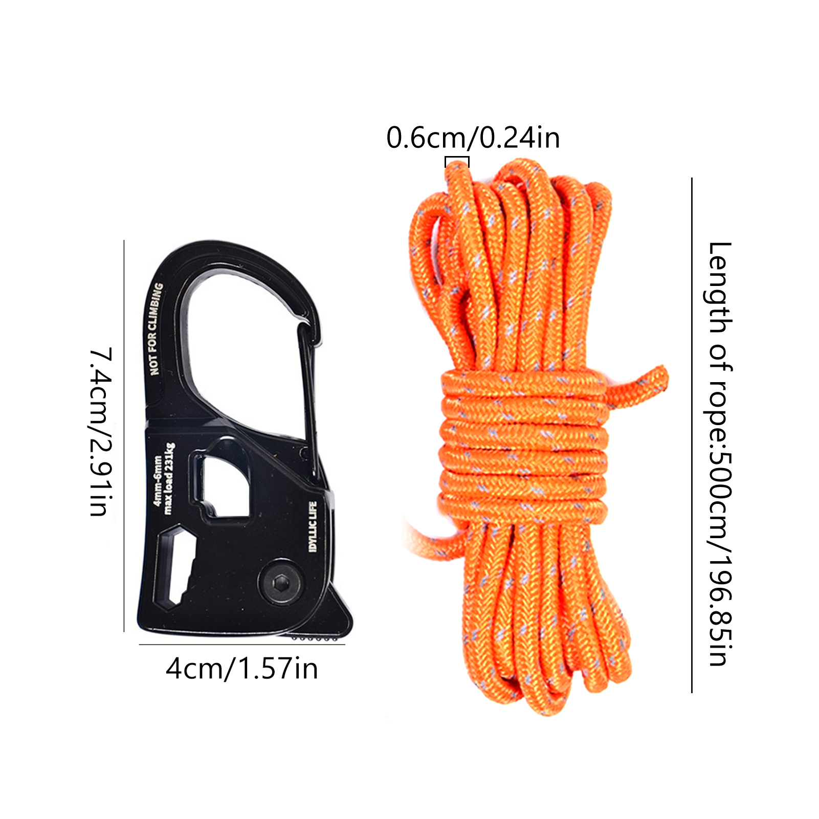 Cordes de tente de 5M 6mm avec ajusteur, corde multifonction haute durabilité et résistance, adaptées au Camping et à sécher les vêtements: Marron
