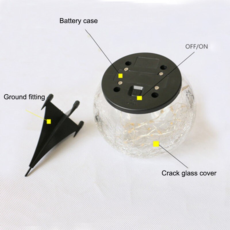 Outdoor LED Solar Court Crack Glass Ball Light Buried Garden Grass Lamp Balcony Layout Decoration Christmas Waterproof Light