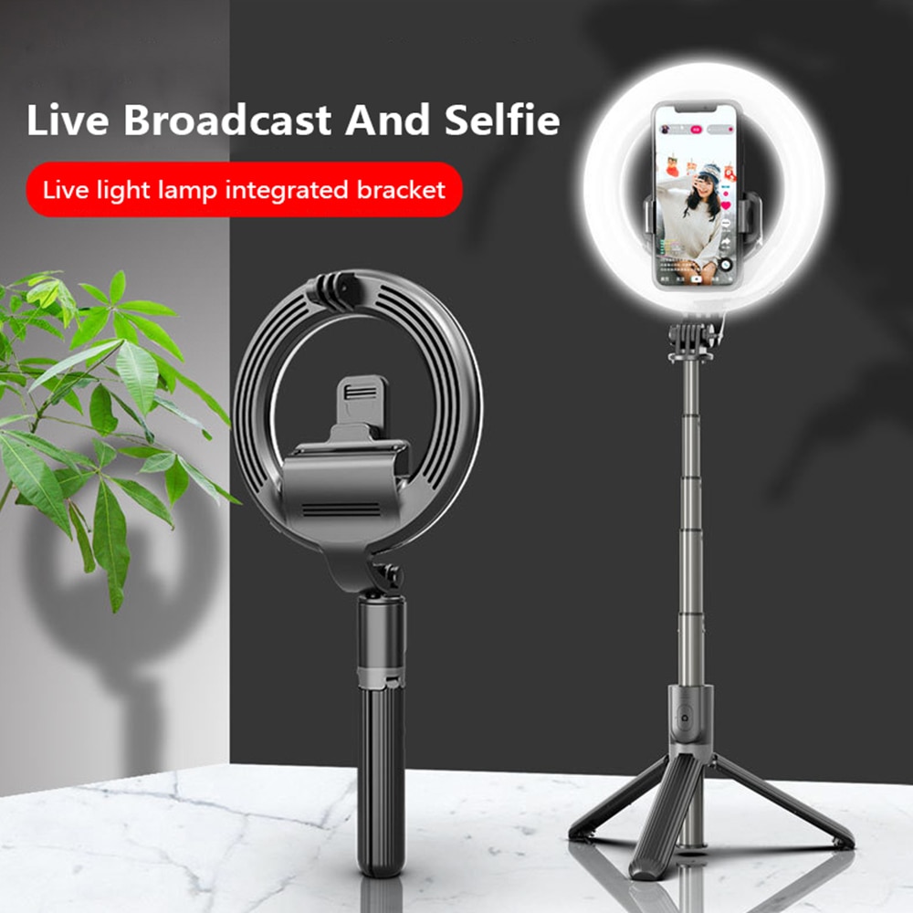 soporte inalámbrico Bluetooth Selfie Stick Luz de relleno teléfonos cámaras 2 en 1 palo de Selfie plegable Mini trípode soporte