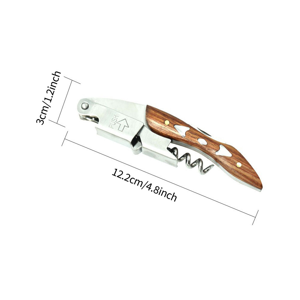 Wijnopener van roestvrij staal, kelnerskurkentrekker, leren etui, bierflesopener en foliesnijder voor wijnliefhebbers