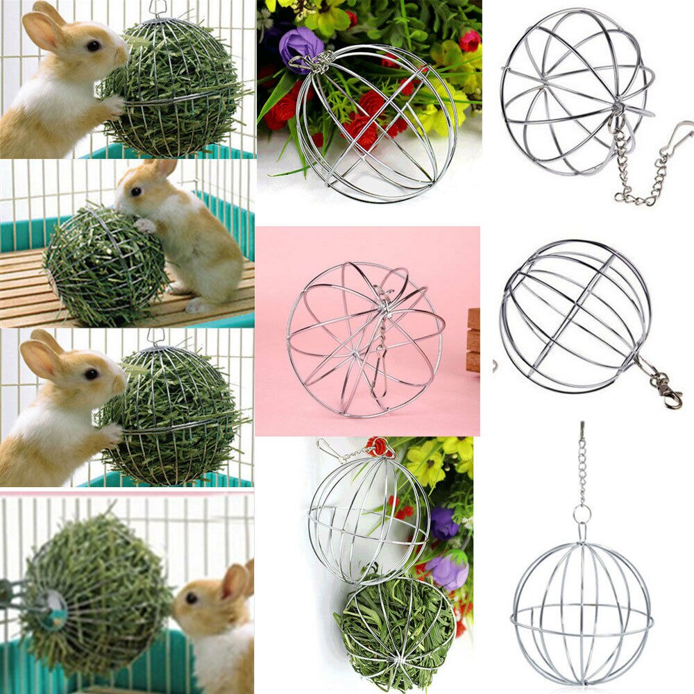 Hangende metalen bol voerbak oefen hangende hooibal cavia hamster konijn huisdier speelgoed