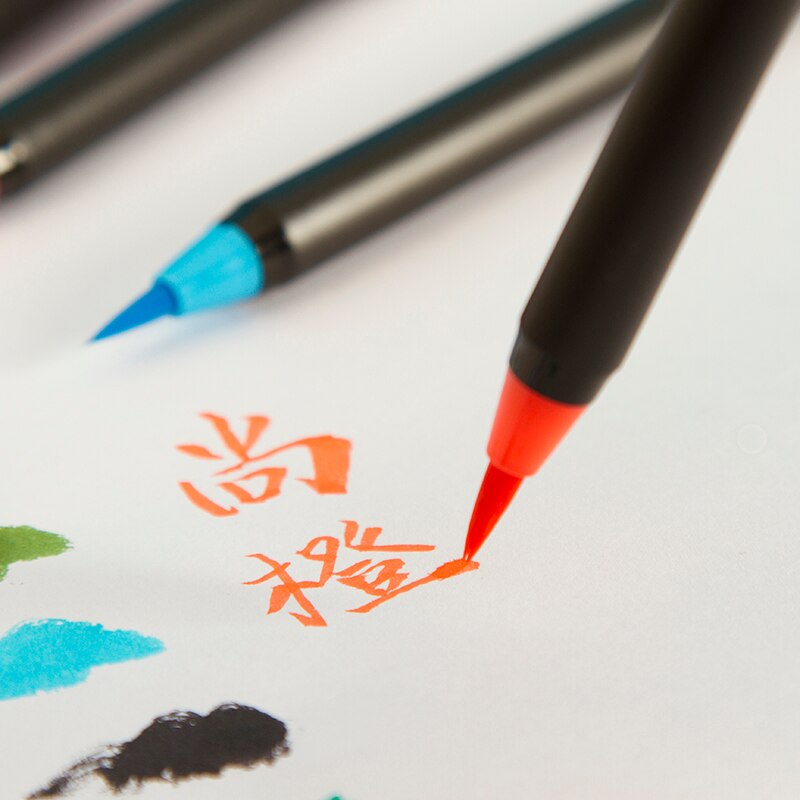 Watercolor Brush Pens Set of 24 - Vibrant Markers with Flexible Nylon Brush Tip for Coloring Books, Calligraphy