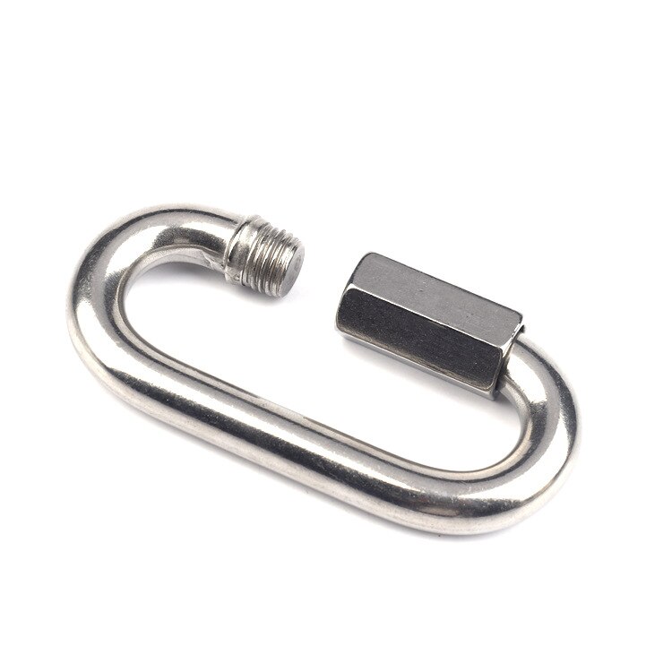 Stainless Steel Screw Lock Climbing Gear Carabiner Quick Links Safety Snap Hook Chain Connecting Ring Carabiner Chain Buckle