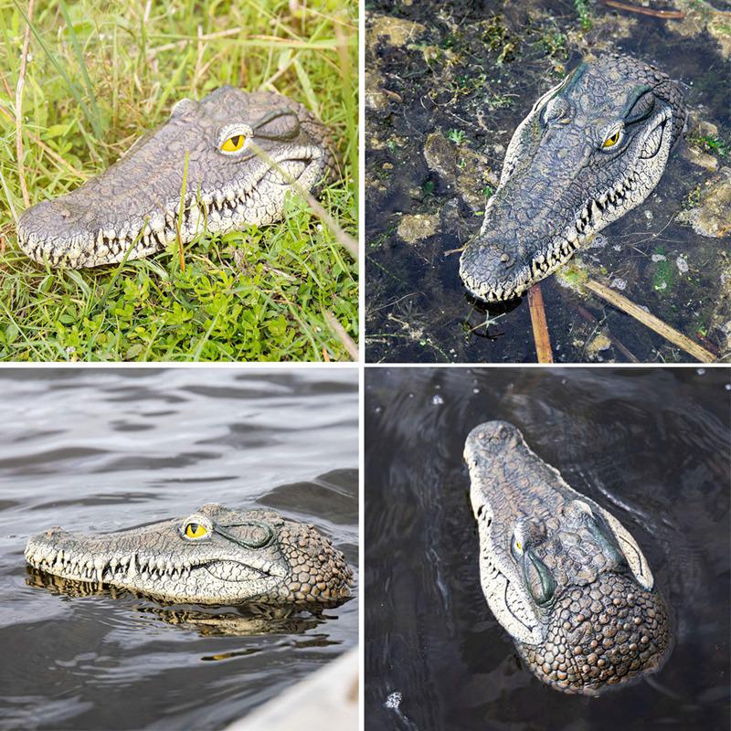 Drijvende Krokodil Hoofd Vijver Pool Realistische Waterpartijen Decoraties Pool Ornament Drijvende Hars Krokodil Hoofd